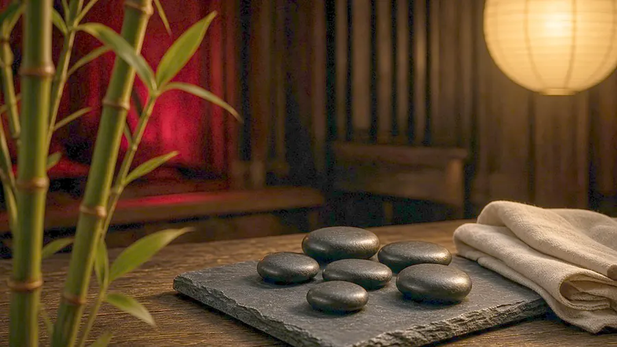 Asian massage near me - a candlelit room and a body oiled for a session