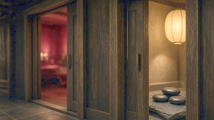 Asian massage near me - two candlelit rooms to choose between, a figure in one