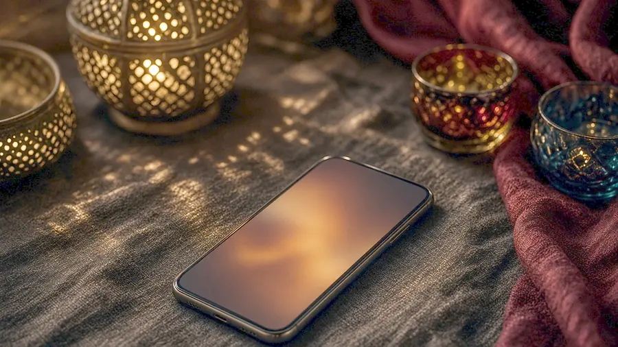 Exotic massage near me - venue listing open on a phone beside draped silk and bare skin