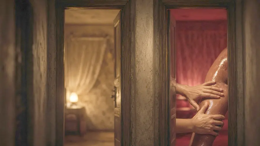 Sensual massage near me - two candlelit rooms to choose between, a figure in one