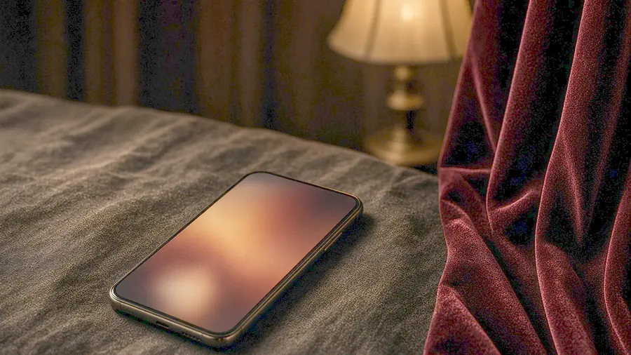 Sex massage near me - venue listing open on a phone beside draped silk and bare skin