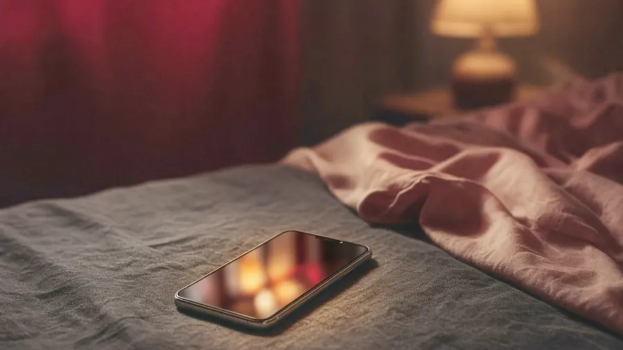 Sexual massage near me - venue listing open on a phone beside draped silk and bare skin