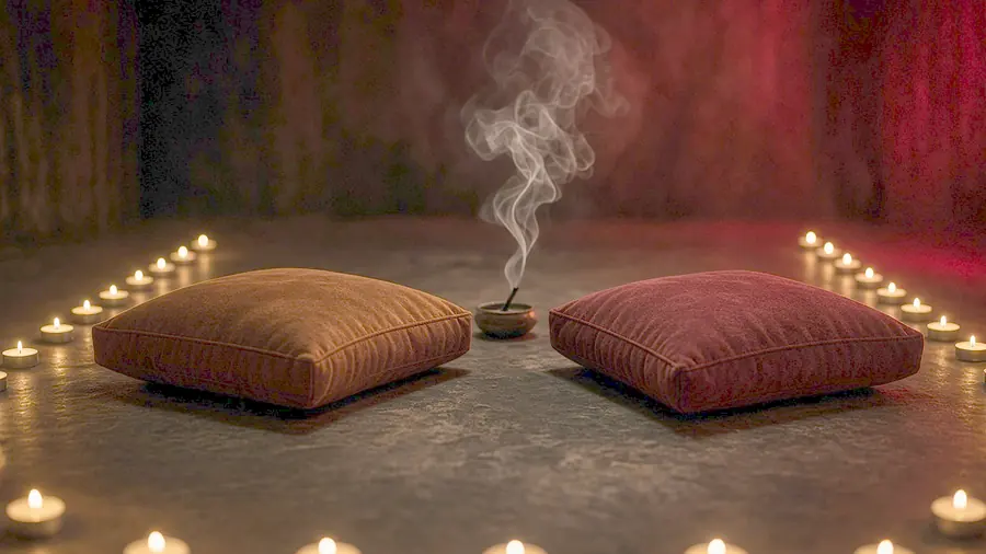 Tantra massage near me - a candlelit room and a body oiled for a session