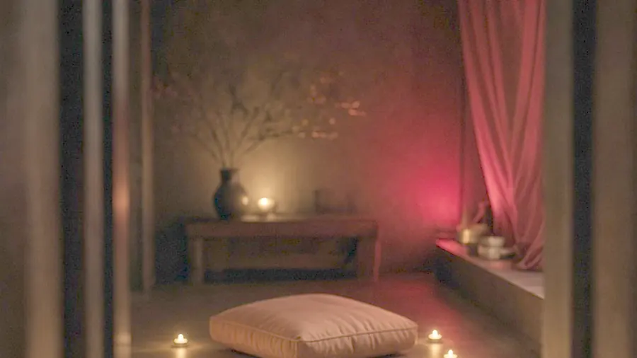 Tantra massage near me - oiled bare back on a massage table in candlelight