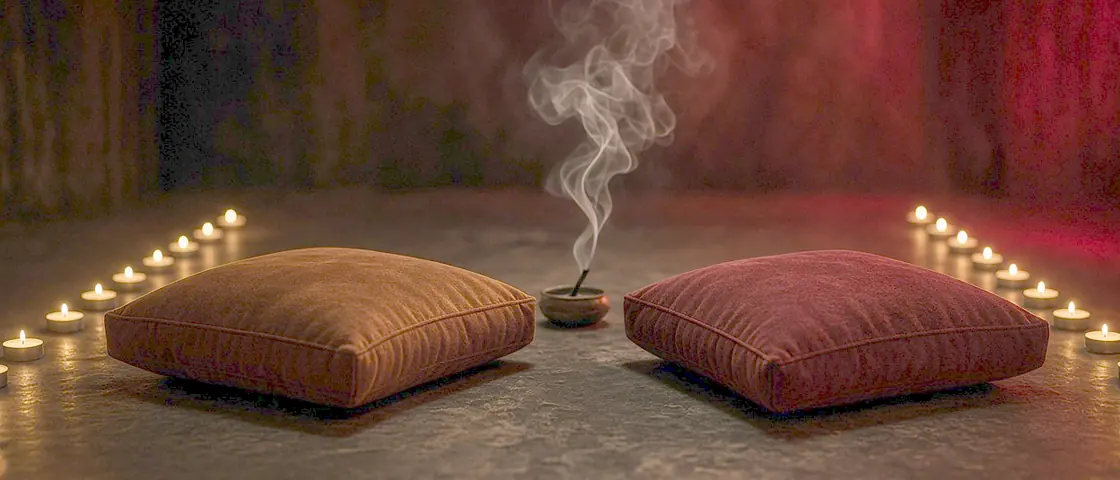 Tantra massage near me - a candlelit room and a body oiled for a session