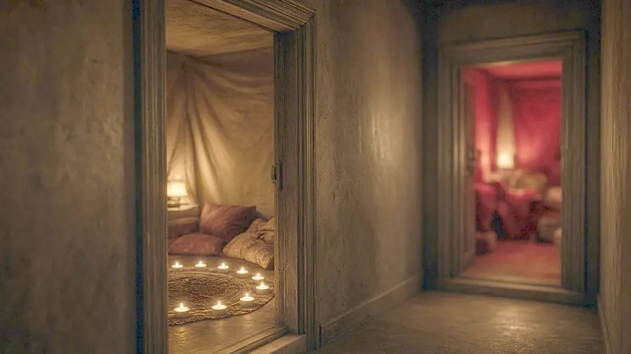 Tantric massage near me - two candlelit rooms to choose between, a figure in one