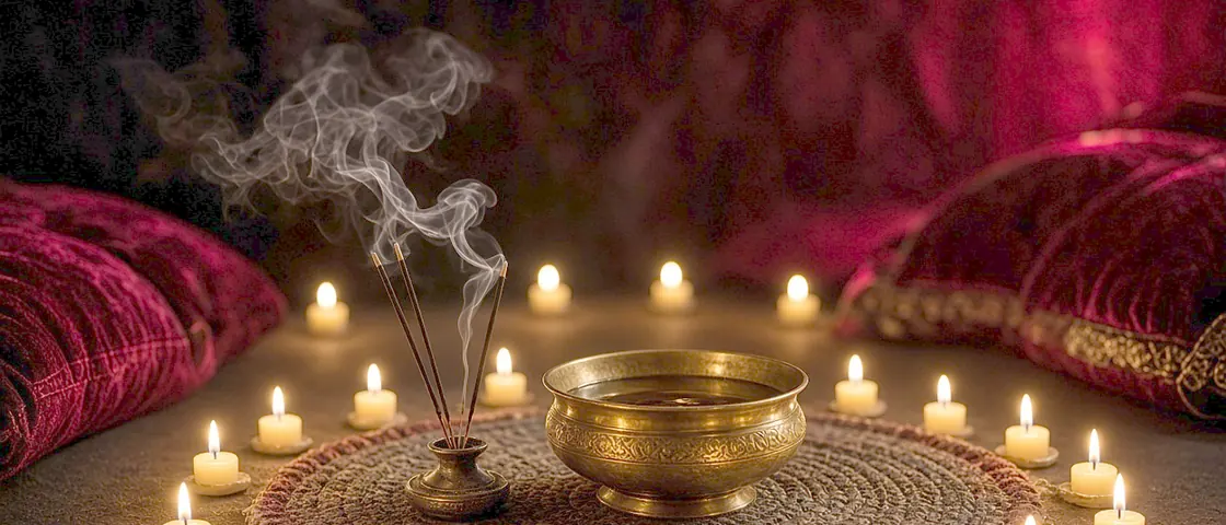 Tantric massage near me - a candlelit room and a body oiled for a session