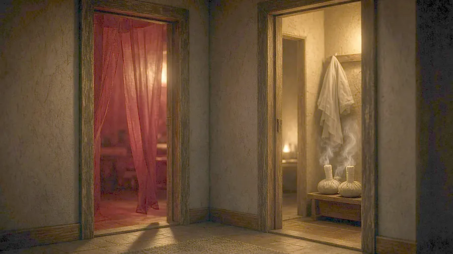 Thai massage near me - two candlelit rooms to choose between, a figure in one